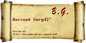 Bercsek Gergő névjegykártya